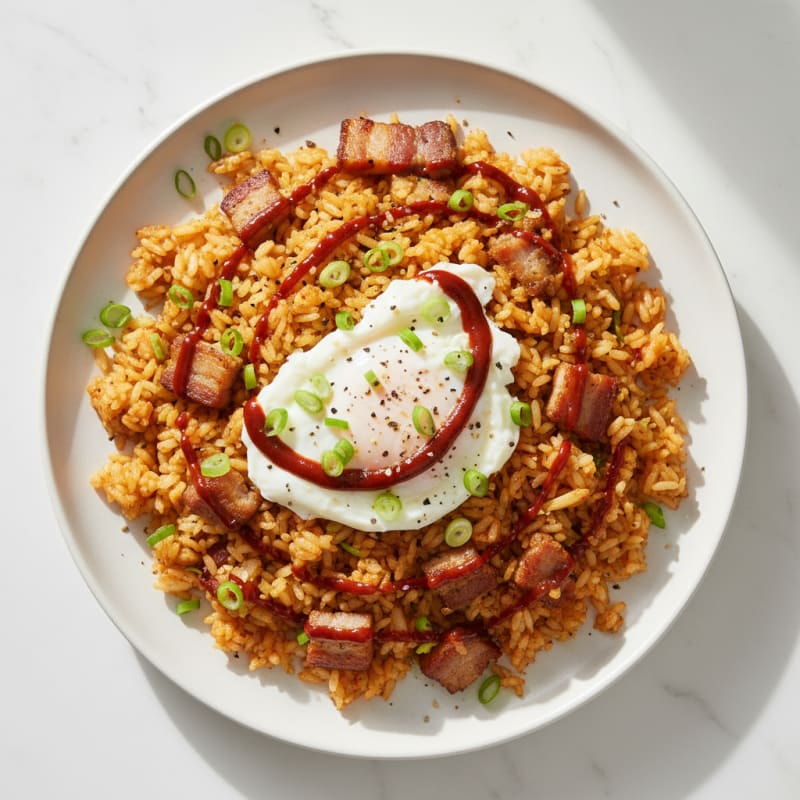 Crispy Kimchi Fried Rice with Pork Belly