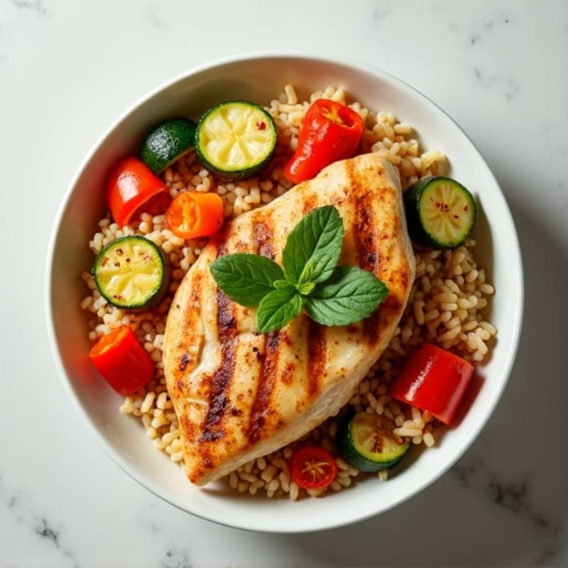 Chicken and Crispy Vegetable Brown Rice