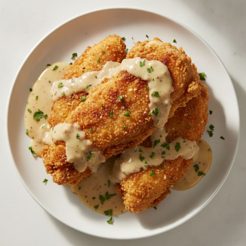 Crispy Buttermilk Fried Chicken with Creamy Gravy