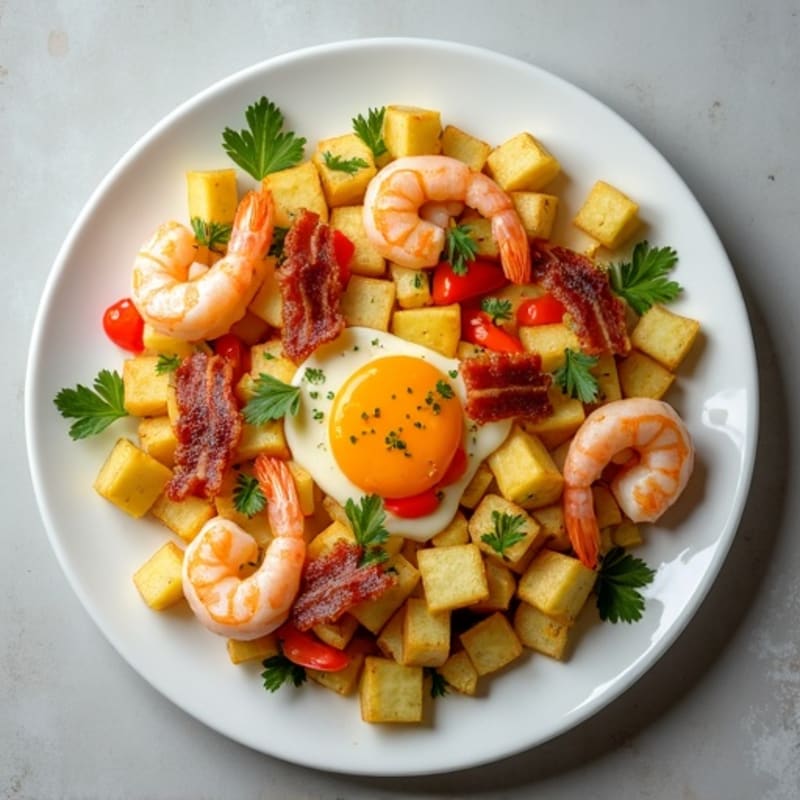 Egg and Bacon Veggie Scramble with Crispy Potatoes