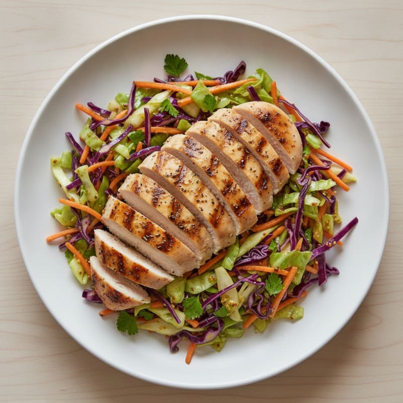 Grilled Chicken Breast with Crunchy Cabbage Slaw