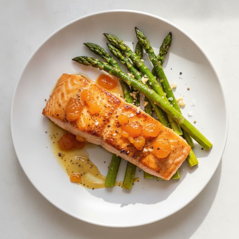 Apricot Glazed Salmon with Asparagus