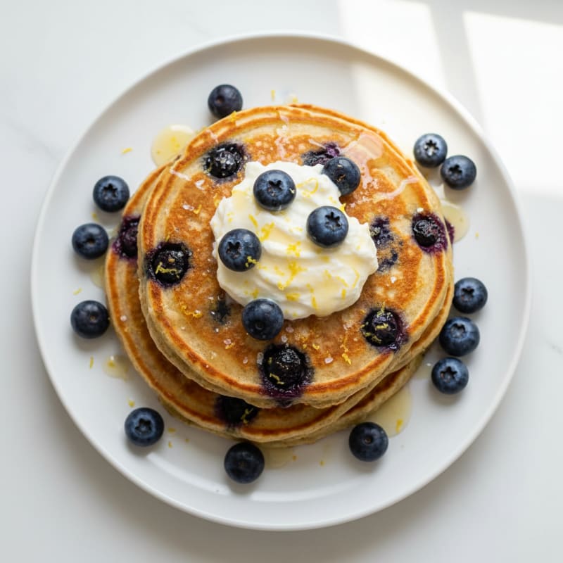 Blueberry Ricotta Pancakes with Lemon Zest