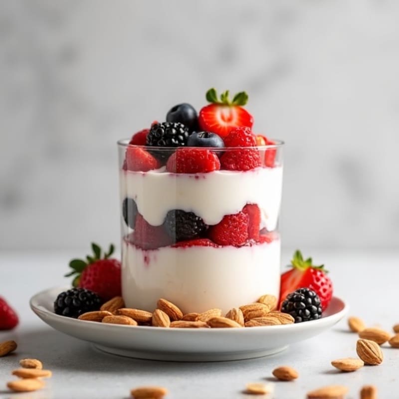 Greek Yogurt Protein Parfait with Berries and Almonds