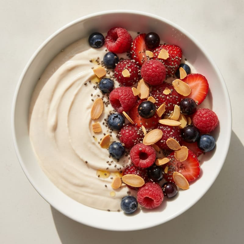 Greek Yogurt Protein Bowl with Mixed Berries and Almonds