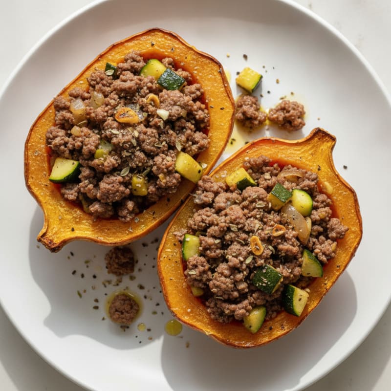 Ground Beef Stuffed Acorn Squash