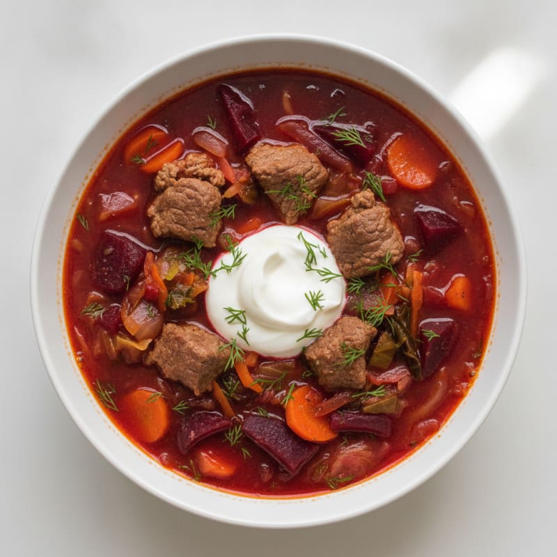 Hearty Beet and Cabbage Borscht