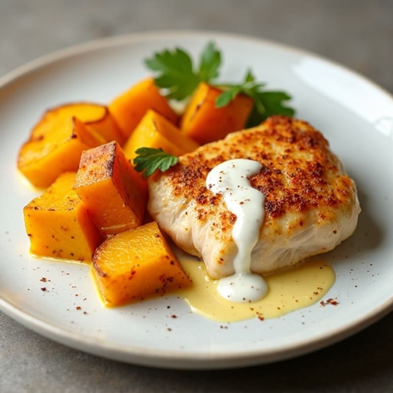 Creamy Golden Chicken with Roasted Butternut Squash