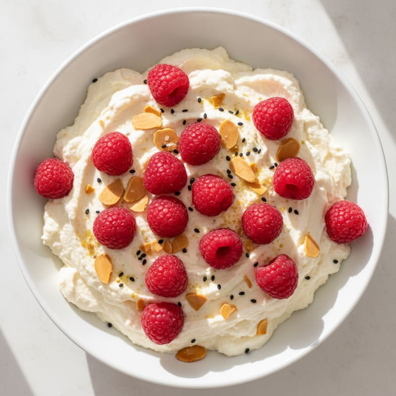 Ginger-Berry Almond Cottage Cheese Bowl