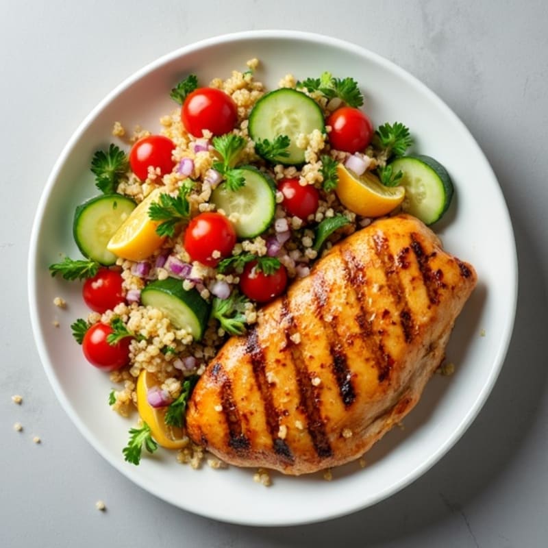 Grilled Chicken Breast with Crunchy Quinoa Salad