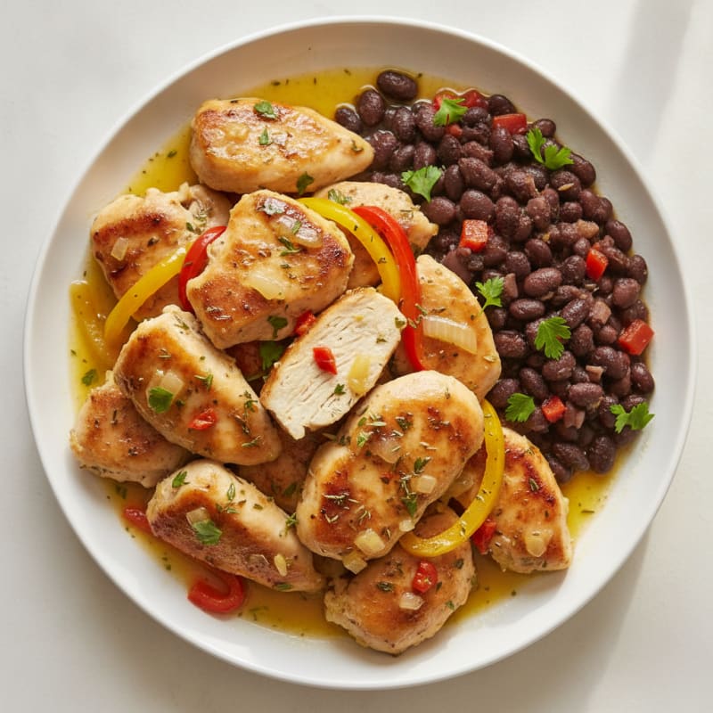 Haitian Lemon-Herb Chicken with Black Beans