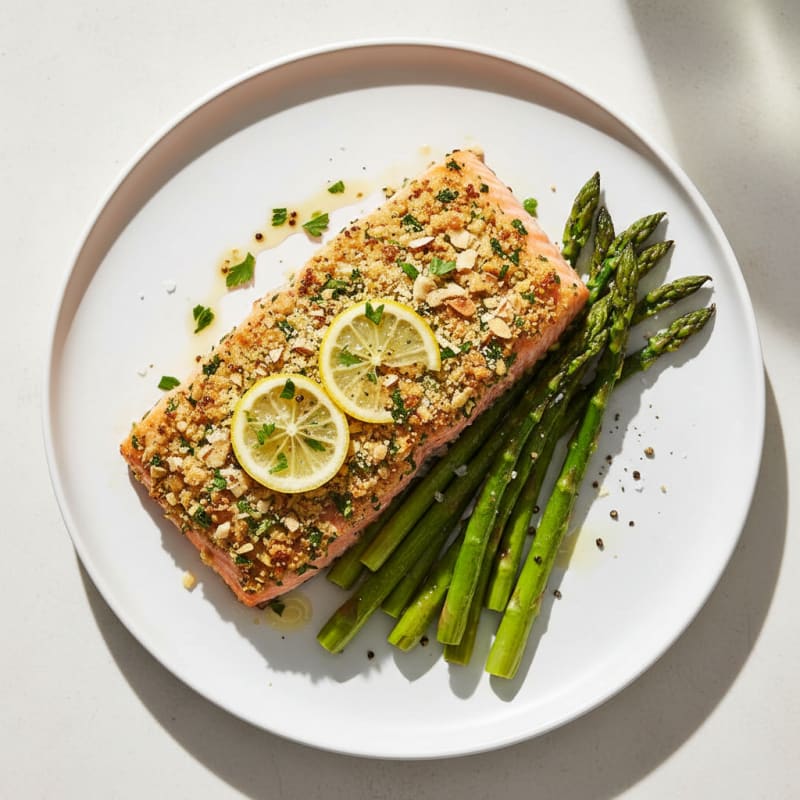 Herb-Crusted Salmon with Roasted Asparagus