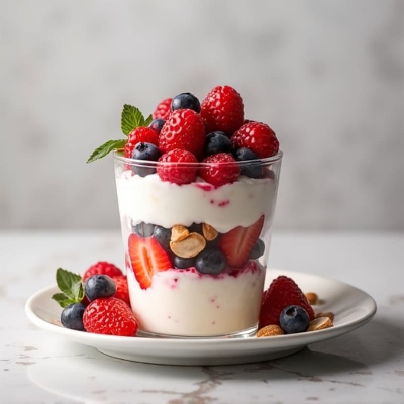 Greek Yogurt Protein Parfait with Mixed Berries