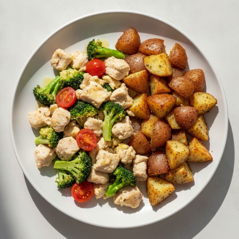 Egg White Chicken Scramble with Roasted Potatoes
