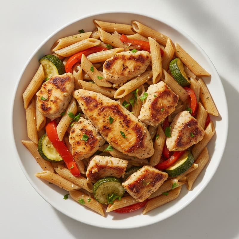 Garlic-Herb Chicken Pasta with Roasted Vegetables