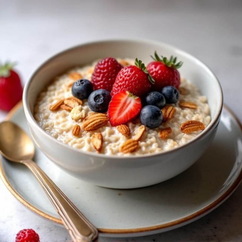 Creamy Steel-Cut Oatmeal with Mixed Berries and Toasted Almonds
