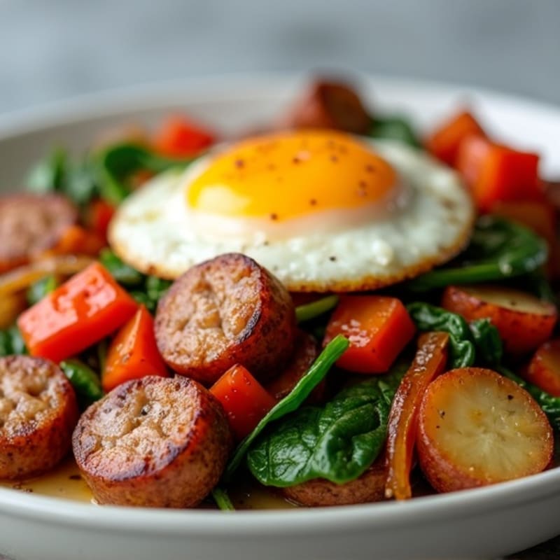 Lean Sausage and Crispy Roasted Potato Bake