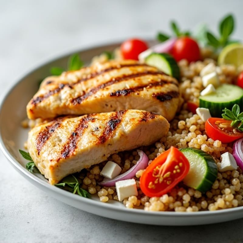 Grilled Chicken Breast with Crunchy Quinoa Salad