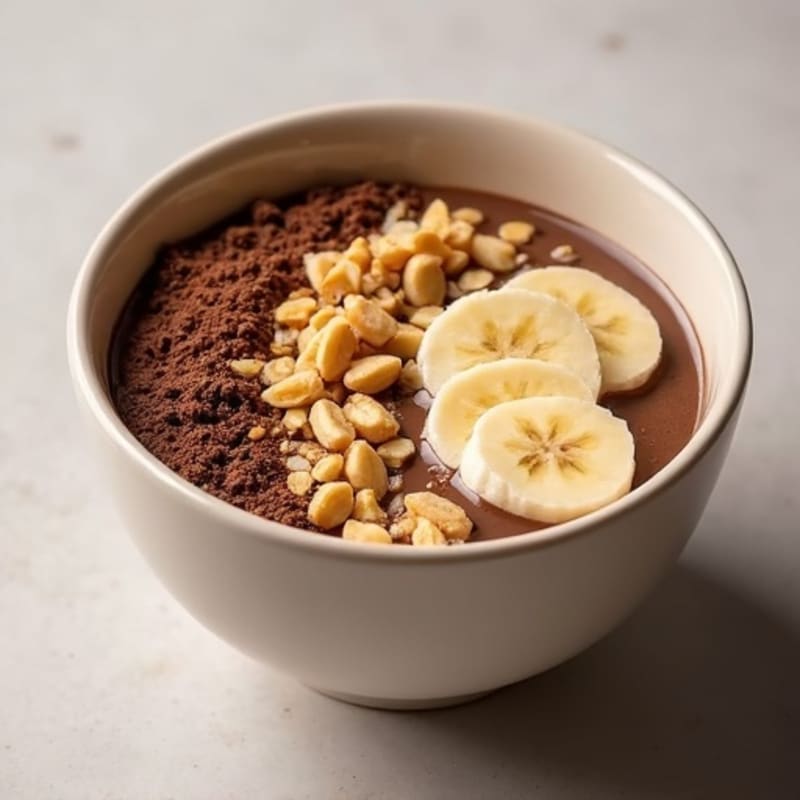 Creamy Peanut Butter Chocolate Protein Smoothie Bowl