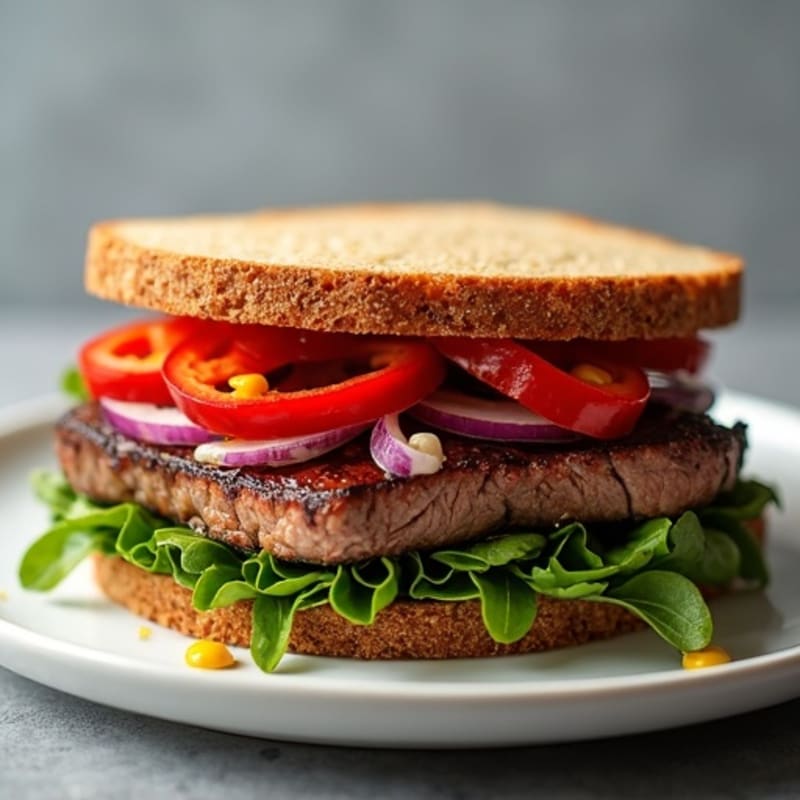 Lean Steak and Crispy Sautéed Veggie Sandwich