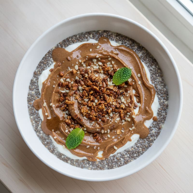 Almond Butter Chia Pudding with Hemp Hearts
