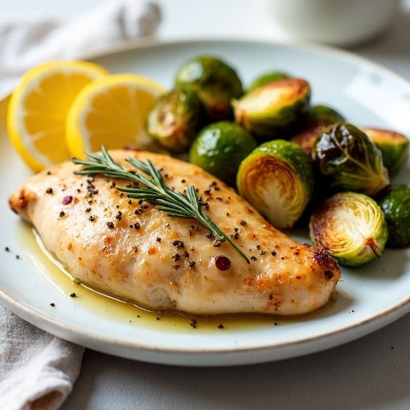 Lemon Herb Roasted Chicken with Crispy Brussels Sprouts