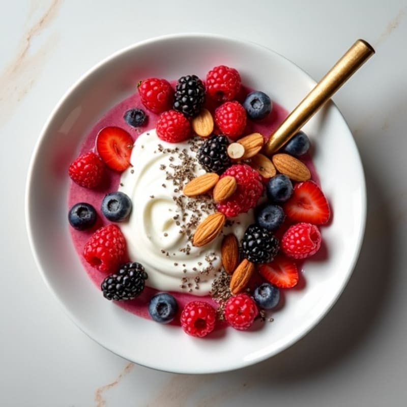 Creamy Greek Yogurt with Fresh Berries and Crunchy Nuts