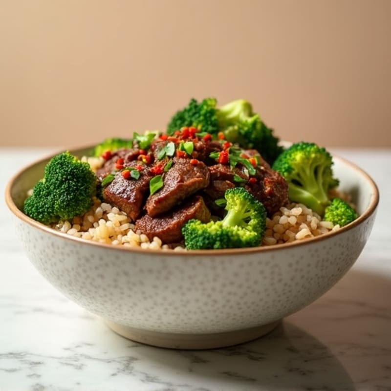 Ginger-Garlic Beef and Broccoli Rice Bowl