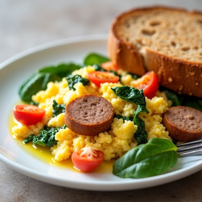 Egg White Scramble with Spinach and Turkey Sausage
