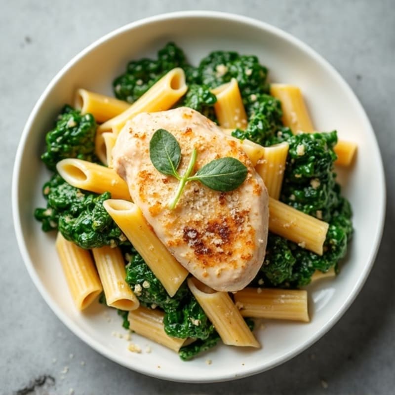 Creamy Lemon Garlic Chicken Pasta with Fresh Spinach