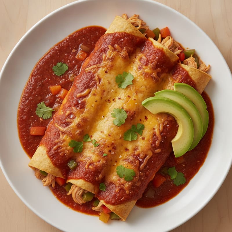 Mexican Chicken Enchiladas with Red Sauce