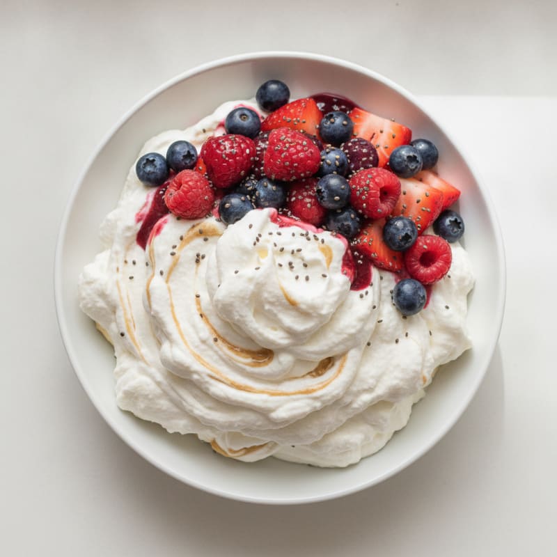 Greek Yogurt Protein Mousse with Mixed Berries