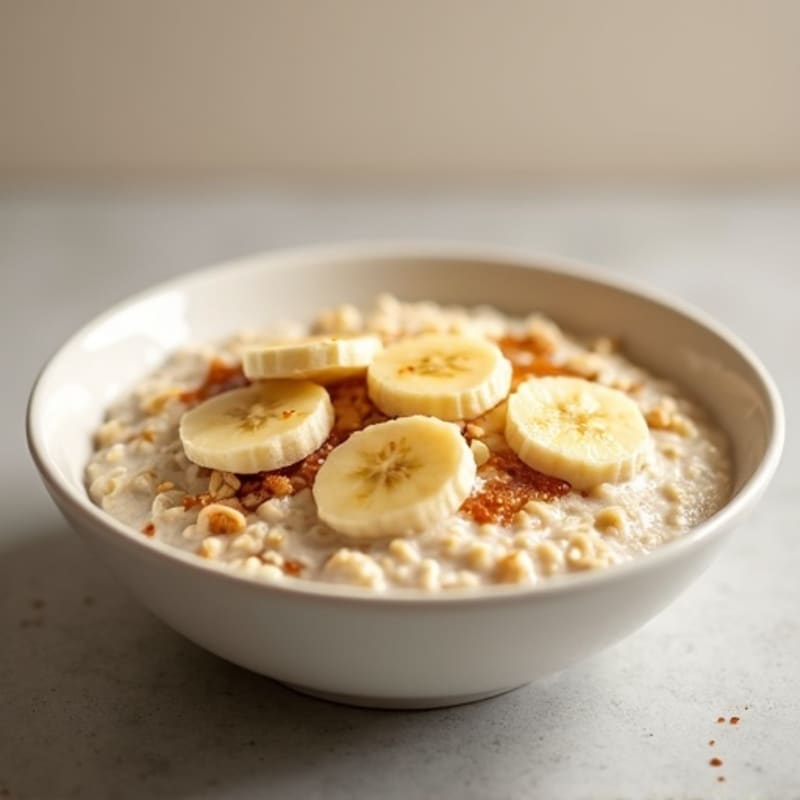 Creamy Oatmeal with Sliced Banana and Almond Butter