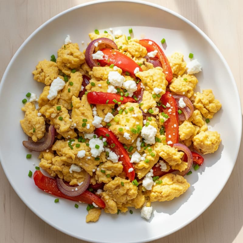 Hearty Scrambled Eggs with Roasted Vegetables