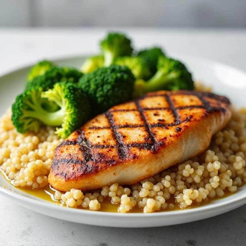 Grilled Chicken Breast with Quinoa and Steamed Broccoli