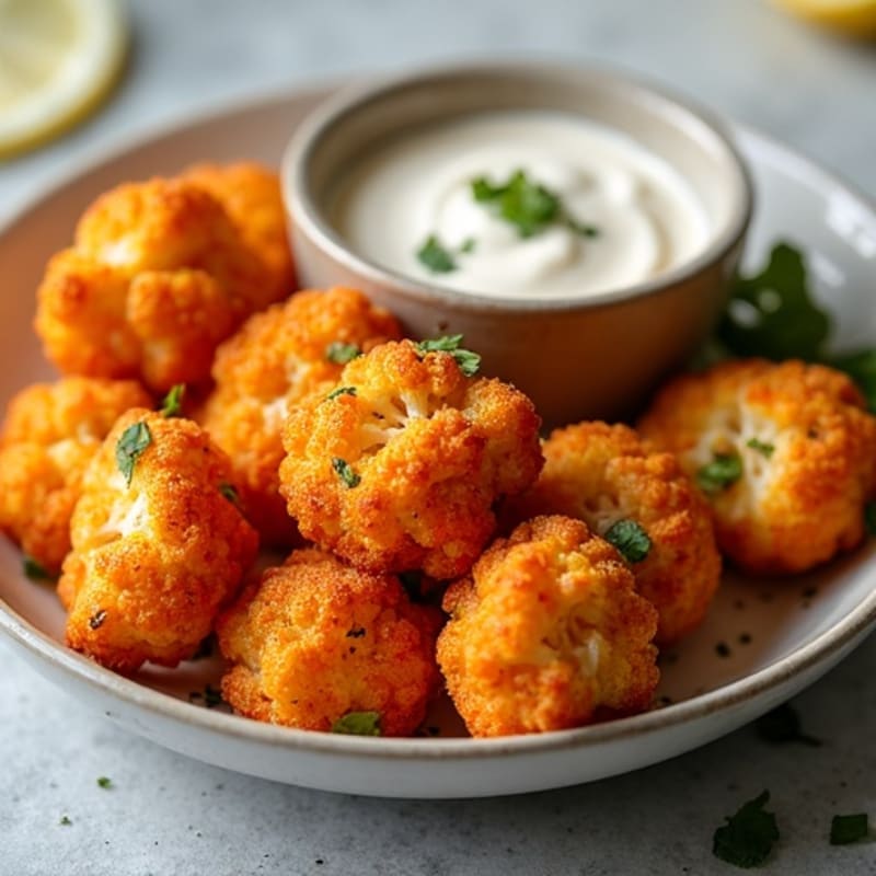 Crispy Buffalo Roasted Cauliflower Bites