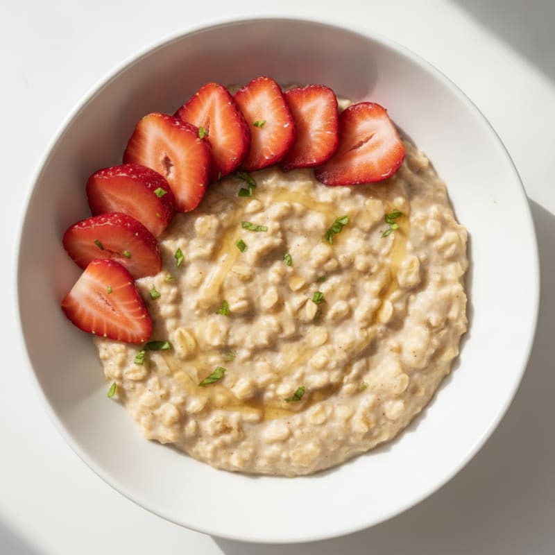 Banana Protein Oatmeal with Strawberries