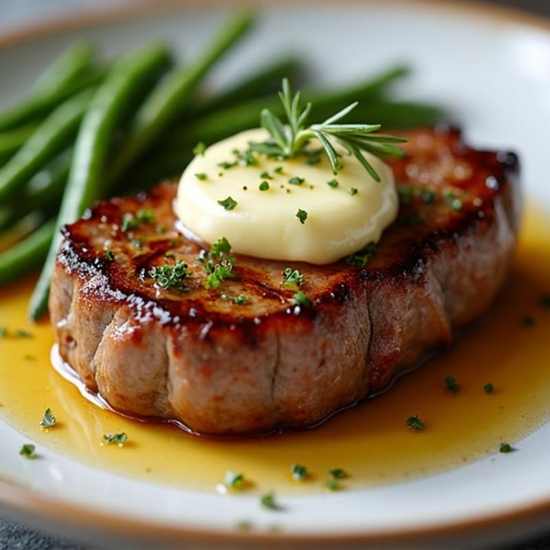 Garlic-Seared Thin Sirloin with Herb Butter