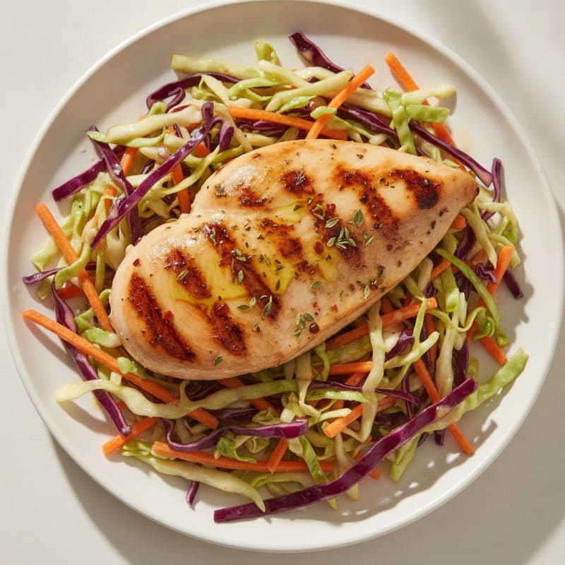 Grilled Chicken Breast with Crunchy Cabbage Slaw