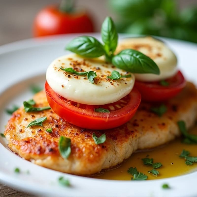 Pan-Seared Chicken with Fresh Tomato, Basil, and Melty Mozzarella