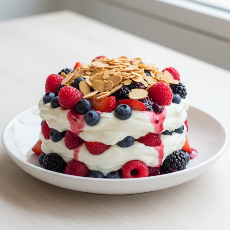 Greek Yogurt Protein Parfait with Mixed Berries and Almonds