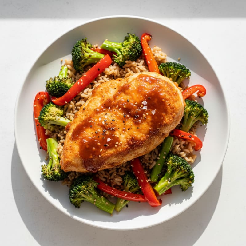 Crispy Teriyaki Chicken with Roasted Vegetables