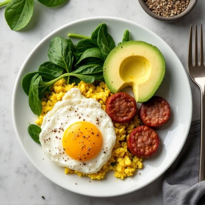 Egg White and Turkey Sausage Scramble with Spinach