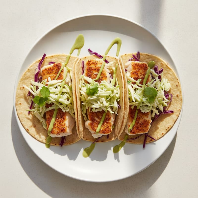 Pan-Seared Fish Tacos with Slaw