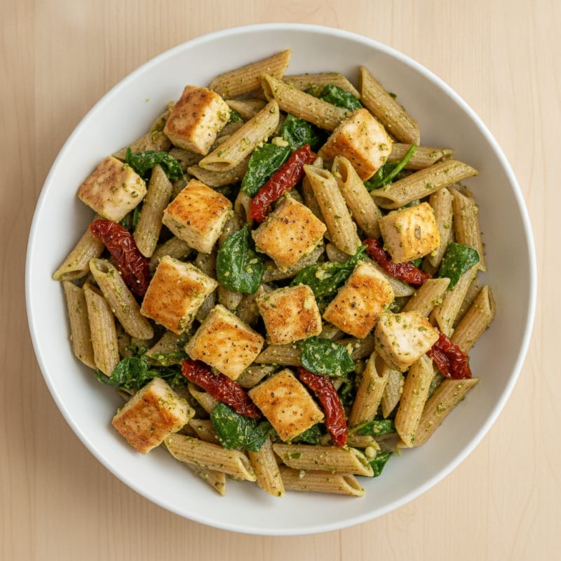 Pesto Chicken Pasta with Sun-Dried Tomatoes
