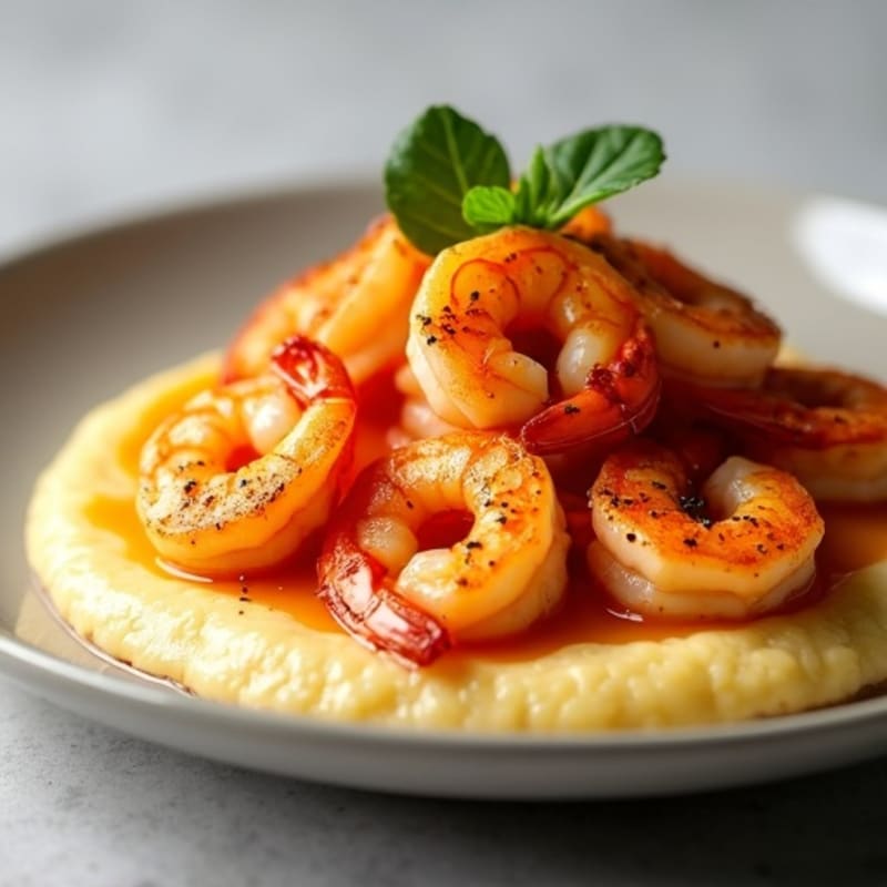 Spicy Pan-Seared Shrimp with Creamy Grits