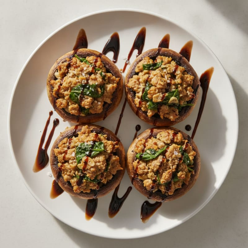 Herb-Stuffed Portobello Mushrooms with Balsamic Glaze