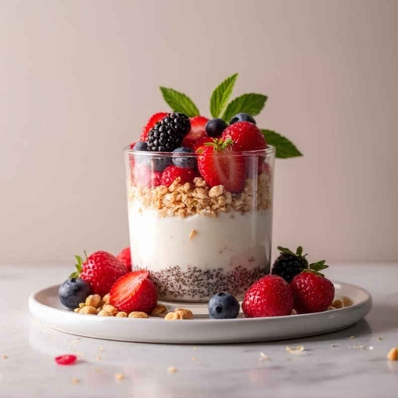 Cottage Cheese Berry Parfait with Chia Seeds