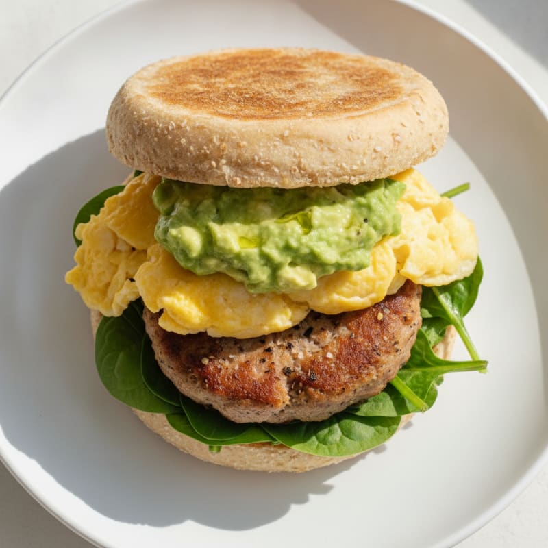 Sausage Egg Avocado Breakfast Sandwich