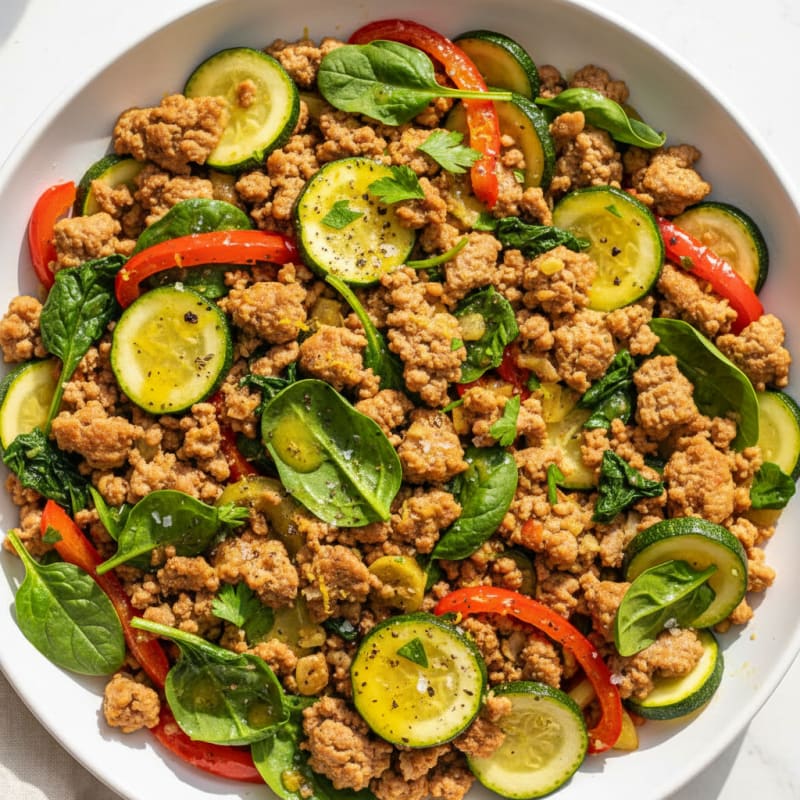 Zesty Lemon Herb Ground Turkey Skillet